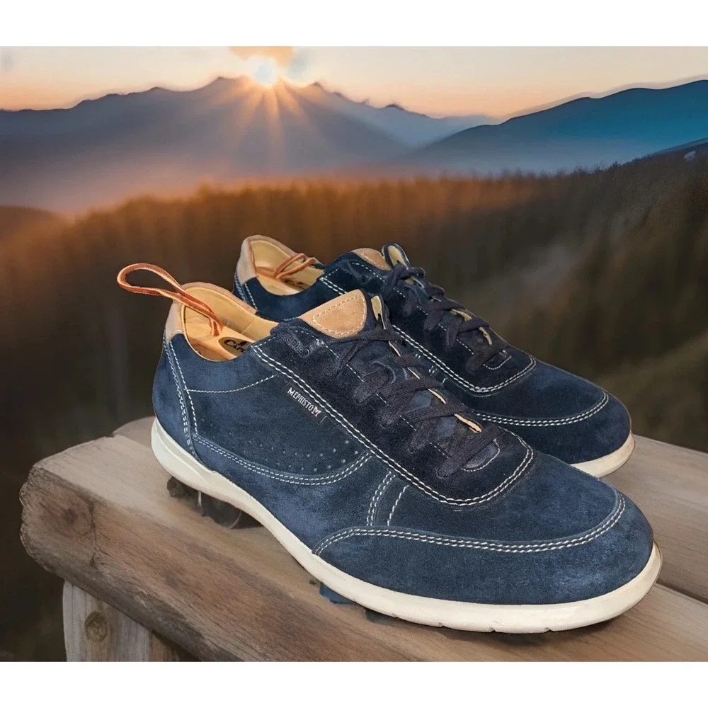 Mephisto Suede Casual Shoes Men 11.5 Navy Blue 9 4511313690 Runoff Jet
